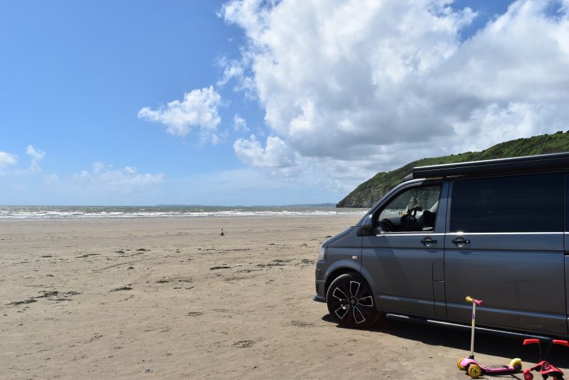 things to do in Pembrokeshire - campervan on Pendine sands in Pembrokeshire