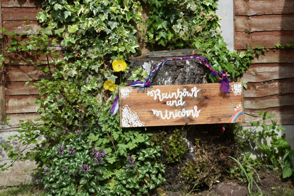 outdoor wooden sign for an outdoor birthday party in your back garden