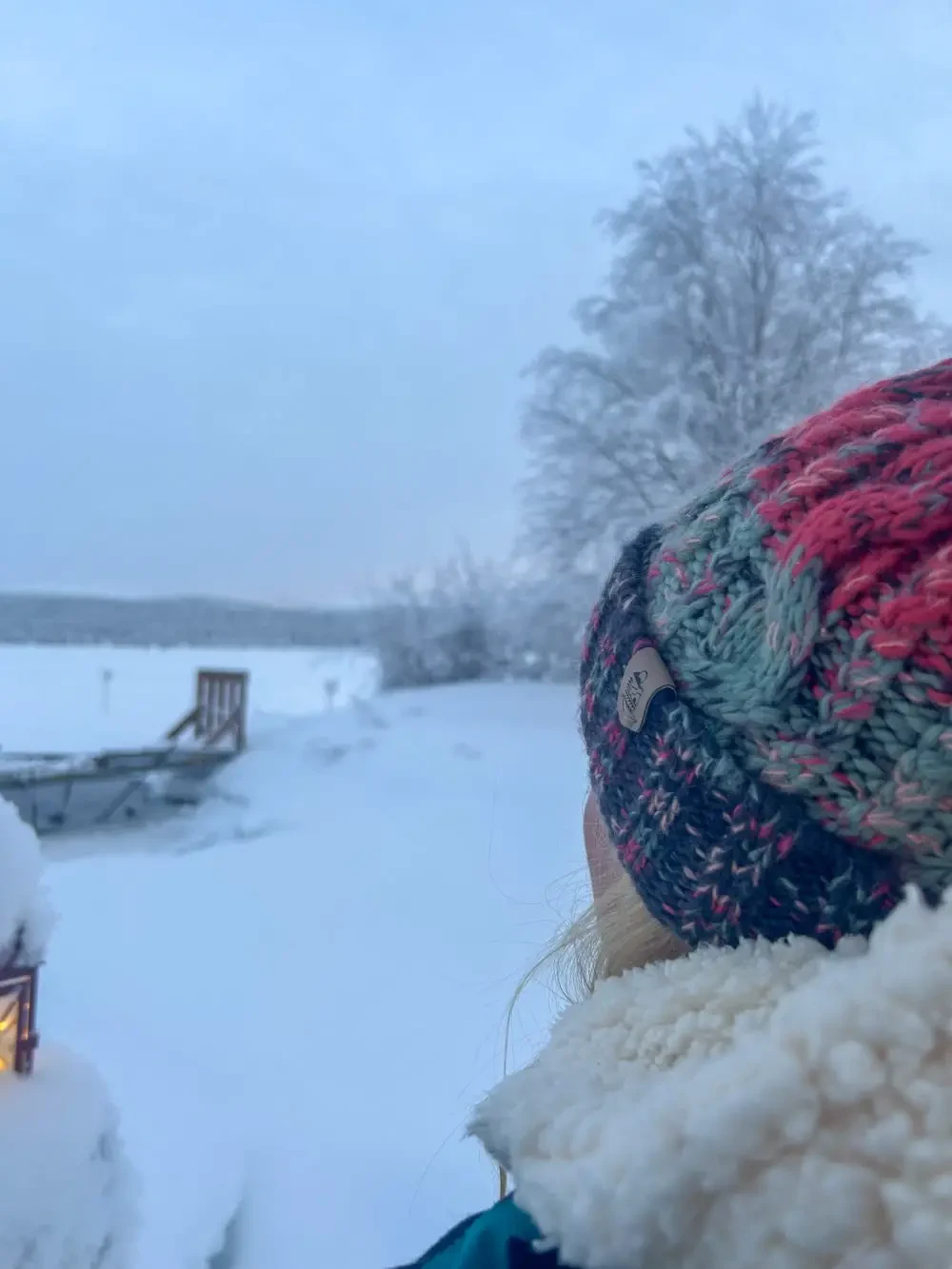 What to wear in Lapland in Winter - Lapland packing list - bobble hat and fleece mid layer